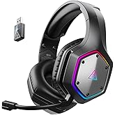 EKSA 2.4GHz Wireless Gaming Headset for PS5,PS4,PC,Switch,Mobile,Mac, Bluetooth Gaming Headphones with ENC Microphone, RGB, 20ms Latency, 120H Battery, 7.1 Surround Sound Headset, 3.5mm Audio Cable