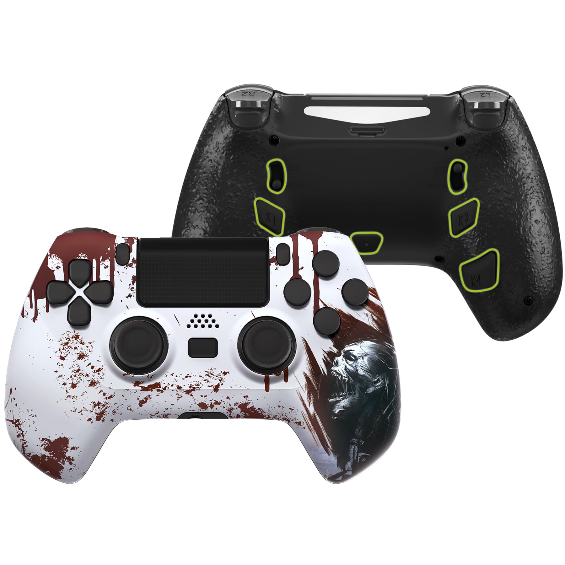eXtremeRate Blood Zombie Decade Tournament Controller (DTC) Upgrade Kit for PS4 Slim Pro Controller JDM-040 050 055, Upgrade Board & Ergonomic Shell & Back Buttons & Trigger Stops - NO Controller