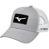 Mizuno Unisex Diamond Trucker Patch Hat, Grey-White, Adjustable One Size