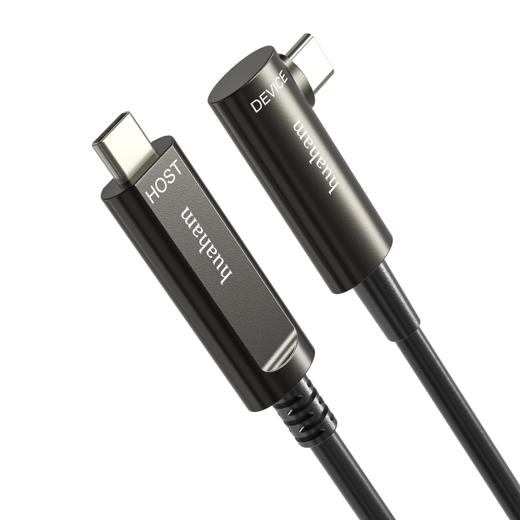 Photo 1 of huaham Fiber Optic USB C to C Cable Right Angled 50FT, 10Gbps USB 3.2 Gen2 Type C Cable Long Distance USB C Cable Compatible with Microsoft Azure Logitech Camera VR Touch Screen Kinect Intel RealSense