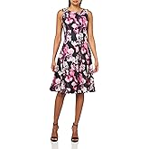 Halston Womens A Line Round Neck Knee Length Dress