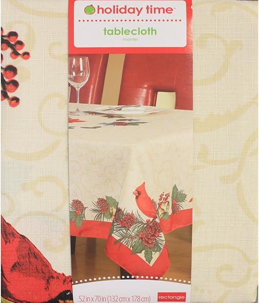 Holiday Time Christmas Cardinal Tablecloth 52" X 70