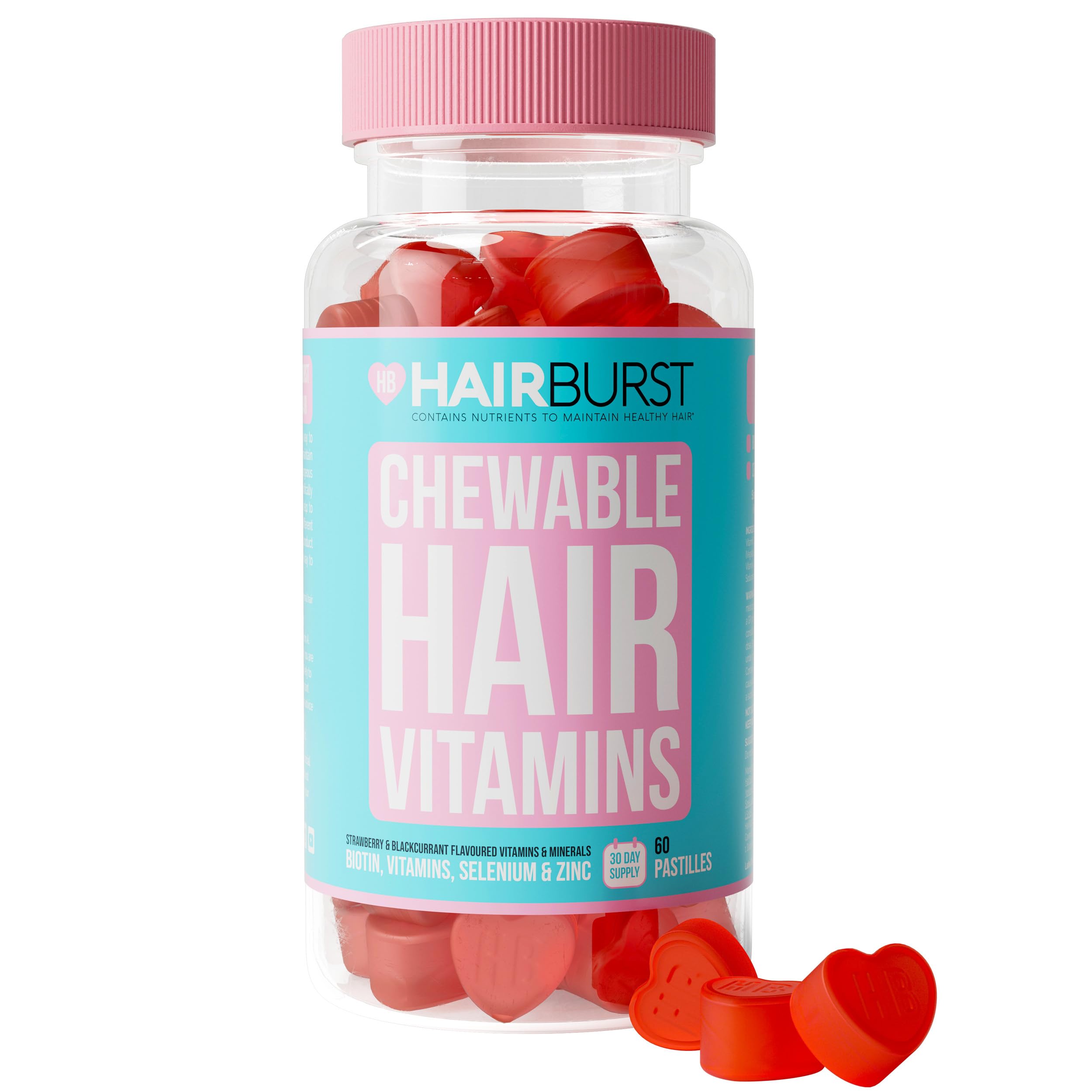 HAIR BURST Biotin Gummies for Hair Growth — Hair, Skin & Nails Vitamin Supplement, Reduces Breakage, Promotes Healthier Thicker- Daily Chewable Vitamins - 30 Day Supply