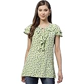 Yash Gallery Women's Rayon Summer Printed Casual Keyhole Neck Flare Sleeve Tops