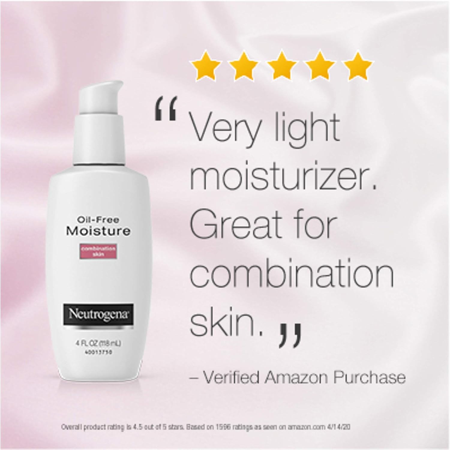 Neutrogena Oil Free Moisture Glycerin Face Moisturizer & Neck Cream for Combination Skin, Lightweight, Oil Absorbing Facial Moisturizer Lotion for a Soft Natural Matte, 4 fl. oz: Beauty