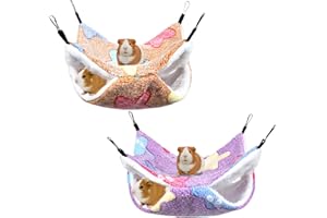 XINRUI 2 Pieces Guinea Pig Cage Hammock, Rat Hamster Hanging Hammock Soft Warm Small Animals Pet House Cage Accessories for Ferret Squirrel Chinchilla Parrot Sugar Glider