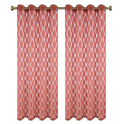 Amazon Com Tangerine Burnout Sheer Curtains For Bedroom Grommet