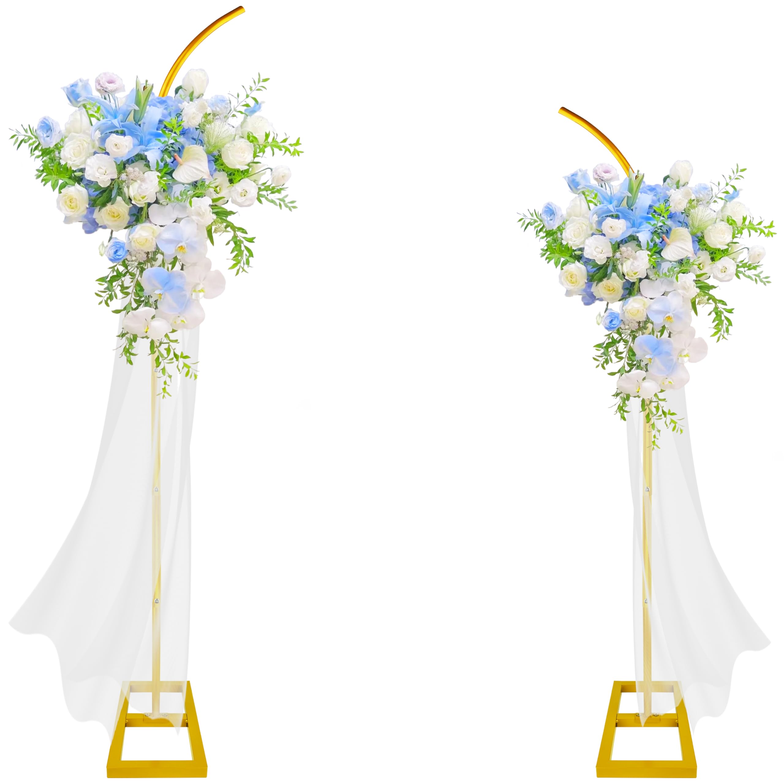 Photo 1 of Wedding Arch Stand Flower 7.58FT Half Arch Stand with Base for Flowers, Portable Gold Metal Balloons Ceremony Decor - Reusable Wedding Arches for Decorations