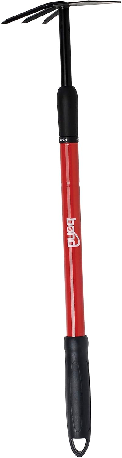 Bond Manufacturing 3-Tine Non Bond LH012 Cultivator with Telescopic Handle & Non-Slip Grip, Red : Hand Tillers : Garden & Outdoor