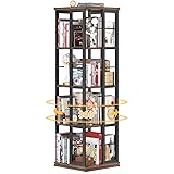Aheaplus Rotating Bookshelf, Corner Bookshelf, 360
