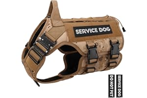 PETNANNY Tactical Dog Harness - Service Dog Harness Emotional Support Dog Vest for Medium Large Dogs, No Pull ESA Dog Vest with Hook & Loop, Working Molle Vest for Training Hunting(Desert Camo,L)