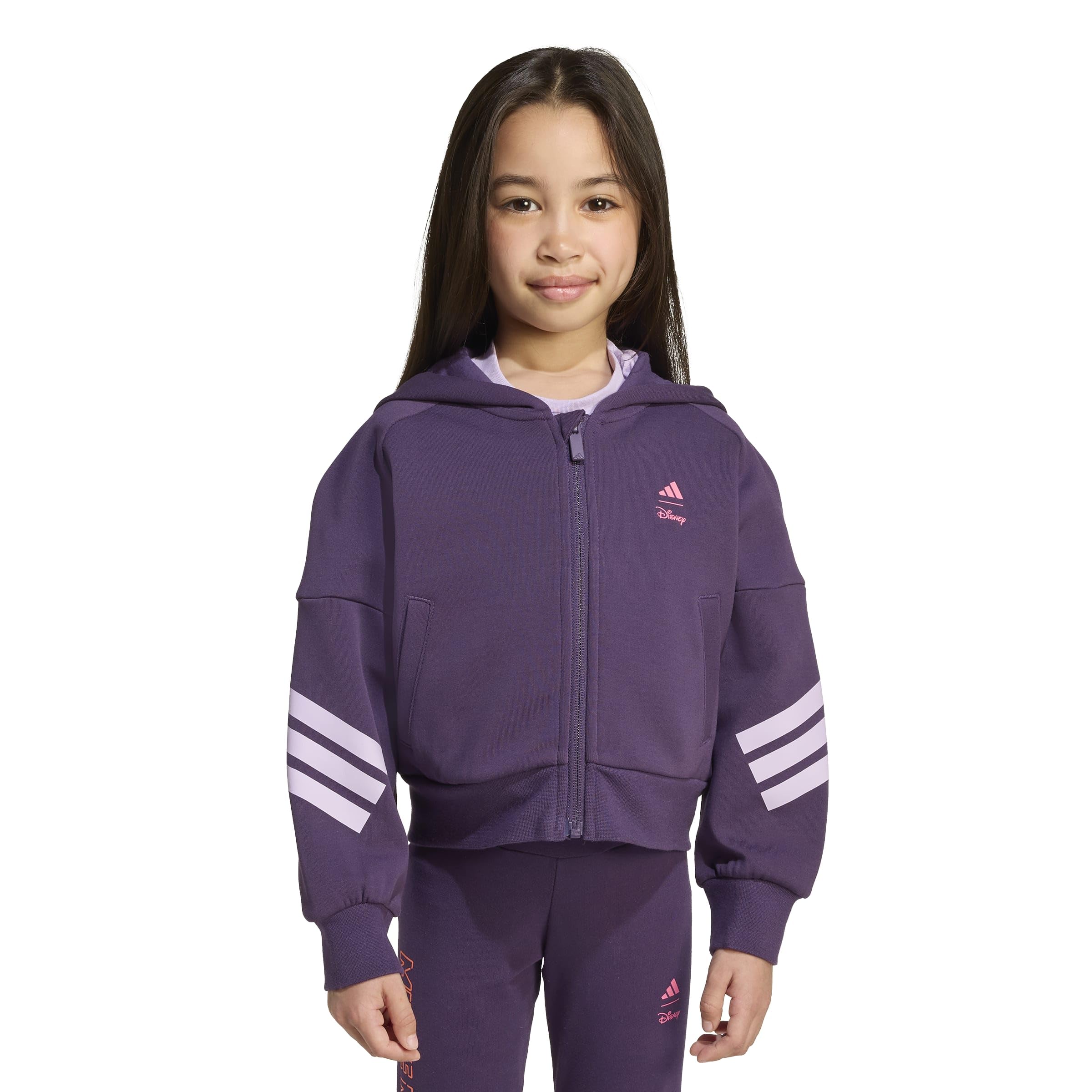 adidas Girls Disney Minnie Mouse Track Top, Aurora Plum/Powder Plum/Lucid Pink, 2 Years