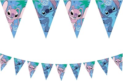 Procos Stitch Paper Flag Banner Bunting 9 Flags 2.3 m 25 x 18 cm
