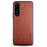 AIORIA Case for Sony Xperia 5 IV 5G, 6.1" Screen Premium Leather Phone Cover Retro Design Full Protective Phone Case for Sony Xperia 5 IV 5G (Brown)