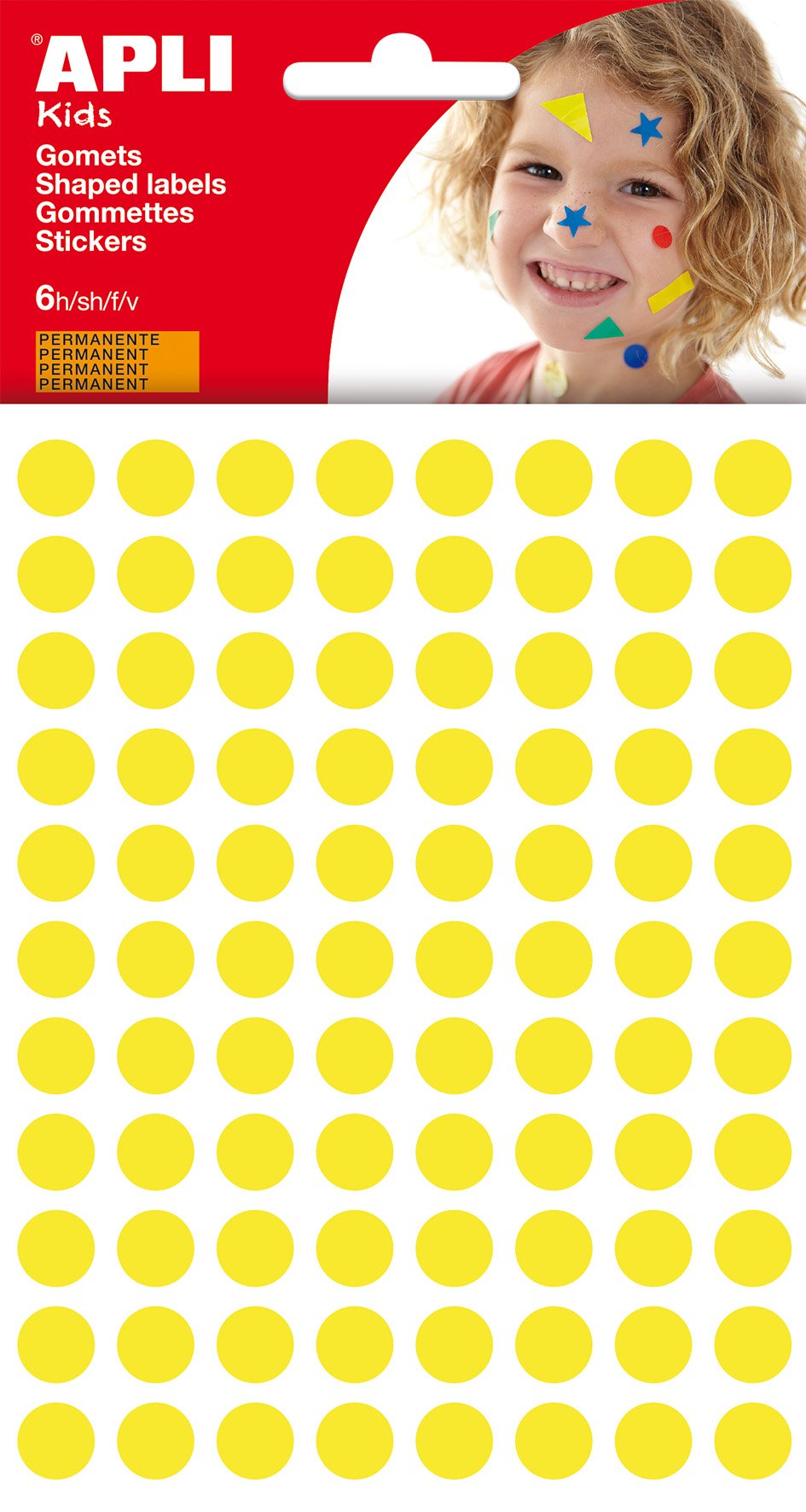 APLI – Bag of Round Gummies 10 mm, Yellow, 6 Sheets