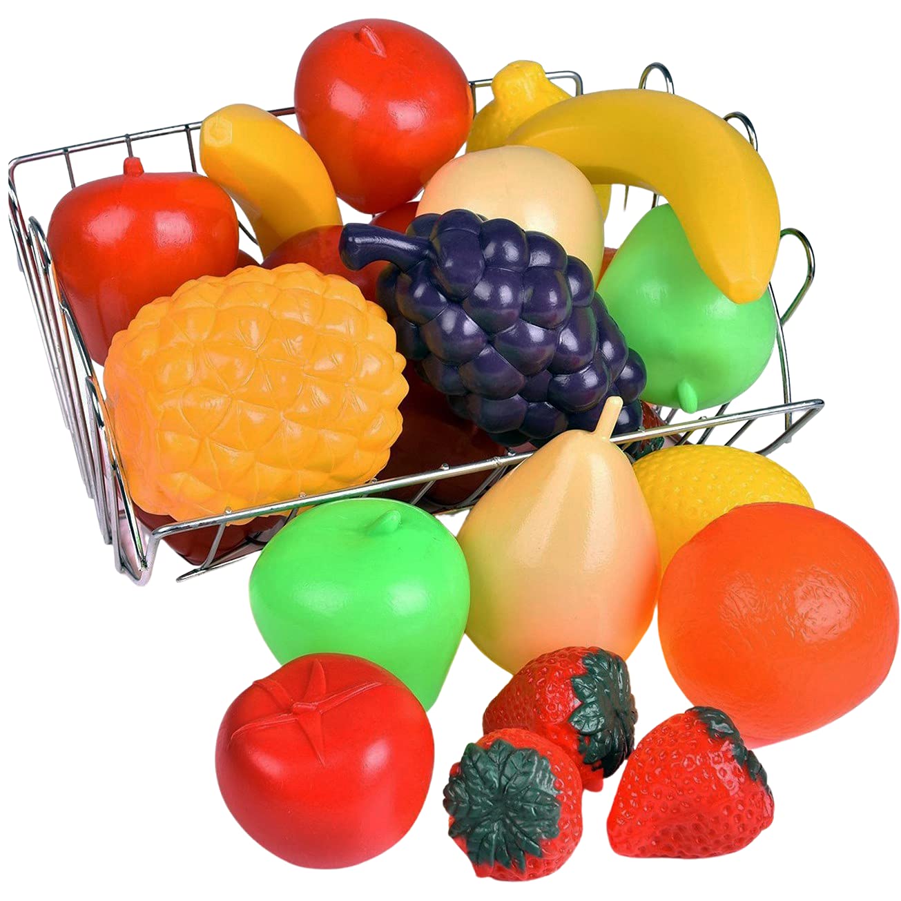Photo 1 of 20 Pieces Play Fruits Playset - Life-Sized Toy Food for Kids Kitchen, Healthy Farmer's Market Grocery Pretend Play Plastic Toy Set for Toddlers