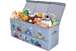 Extra Large Toy Box Chest with Flip Lid for Kids, Collapsible Oxford Toy Storage Box with Handles for Boys, Sturdy Waterproof