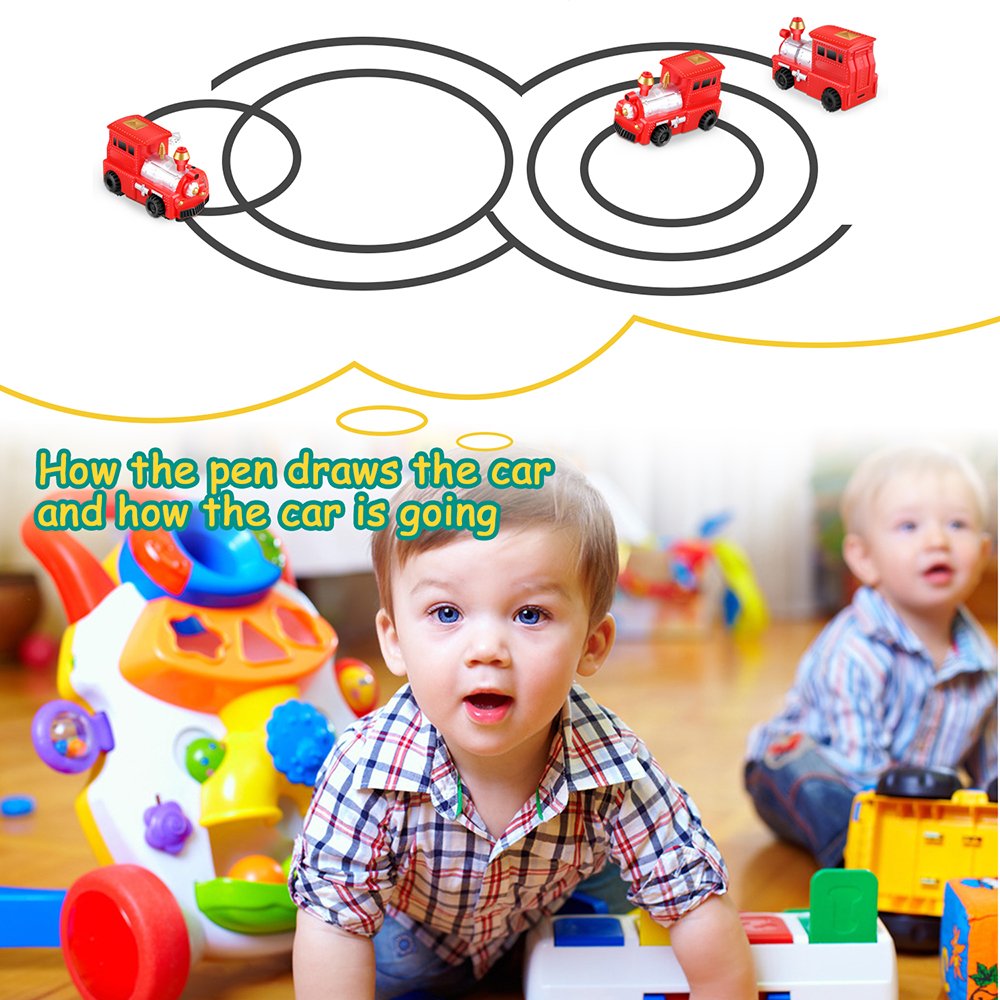 Huibudch Magic Inductive Truck Toy Train Magic Mini Train [Follows Black Line] for Kids (Red Train)