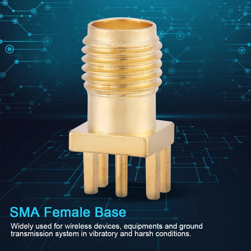 10PCS Brass SMA Female Connector PCB Mount Jack Socket 50 Ohm RF Coaxial Connector with Gold Plating for Antenna and Wireless Modules - Image 4
