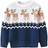 HILEELANG Toddler Boy Girl Christmas Sweater Pullover Reindeer Elk Snowman Sweatshirts Tops
