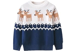 HILEELANG Toddler Boy Girl Christmas Sweater Pullover Reindeer Elk Snowman Sweatshirts Tops
