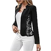 GORGLITTER Women's Lace 3/4 Sleeve Blazer Dressy Casual Trendy Fall Fitted Button Front Business Work Blazer Jacket 2025