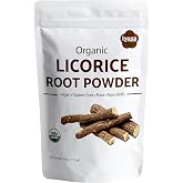Iyasa Holistics Licorice Root Powder 4 oz - USDA Certified Organic Licorice Root Glycyrrhiza Glabra &amp; Mulethi - Digestive &amp; Adrenal Support, Natural Sweetener - Pure Ayurveda Products