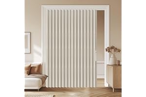 AJAZZ 100% Blackout Accordion Door Curtains Magnetic Door Curtain Blackout Curtains for Bedroom, Doorway Curtain Sets Include