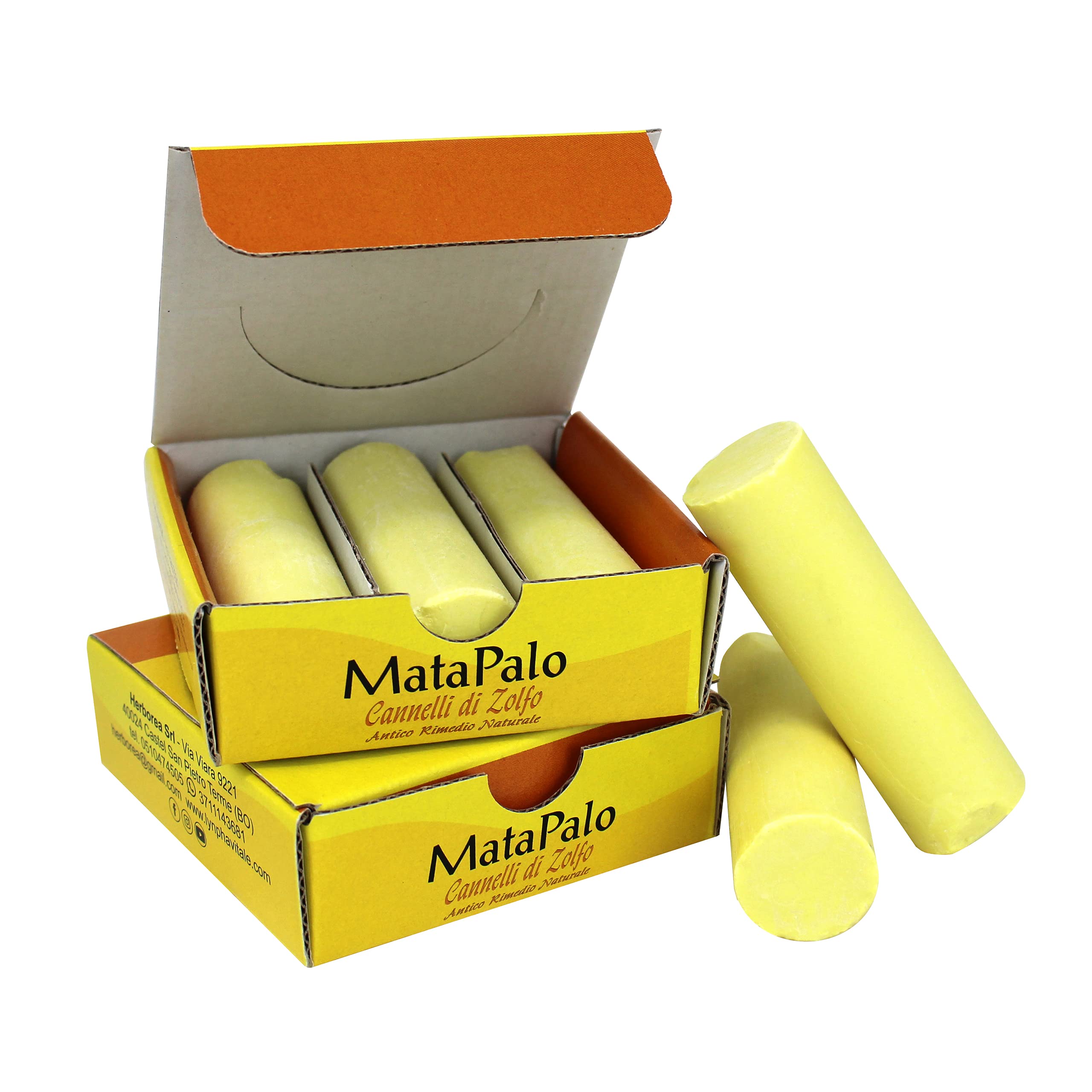 Sulphur Rods - Natural Sulfur Bars for Pain - Suitable for Neck Massage, Muscle Massage, Cervical Block and Joint Pain - 99,9% Natural Sulfur Sticks for Ayurvedic Massages - Q.ty 6