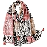 Yeieeo Boho Scarf for Women Lightweight Floral Printed Scarf Fall Winter Fashion Fringed Shawl