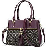 KKXIU Women Satchel Bags Handle Shoulder Handbags and Purses Pockets Zipper Leather Crossbody Bags
