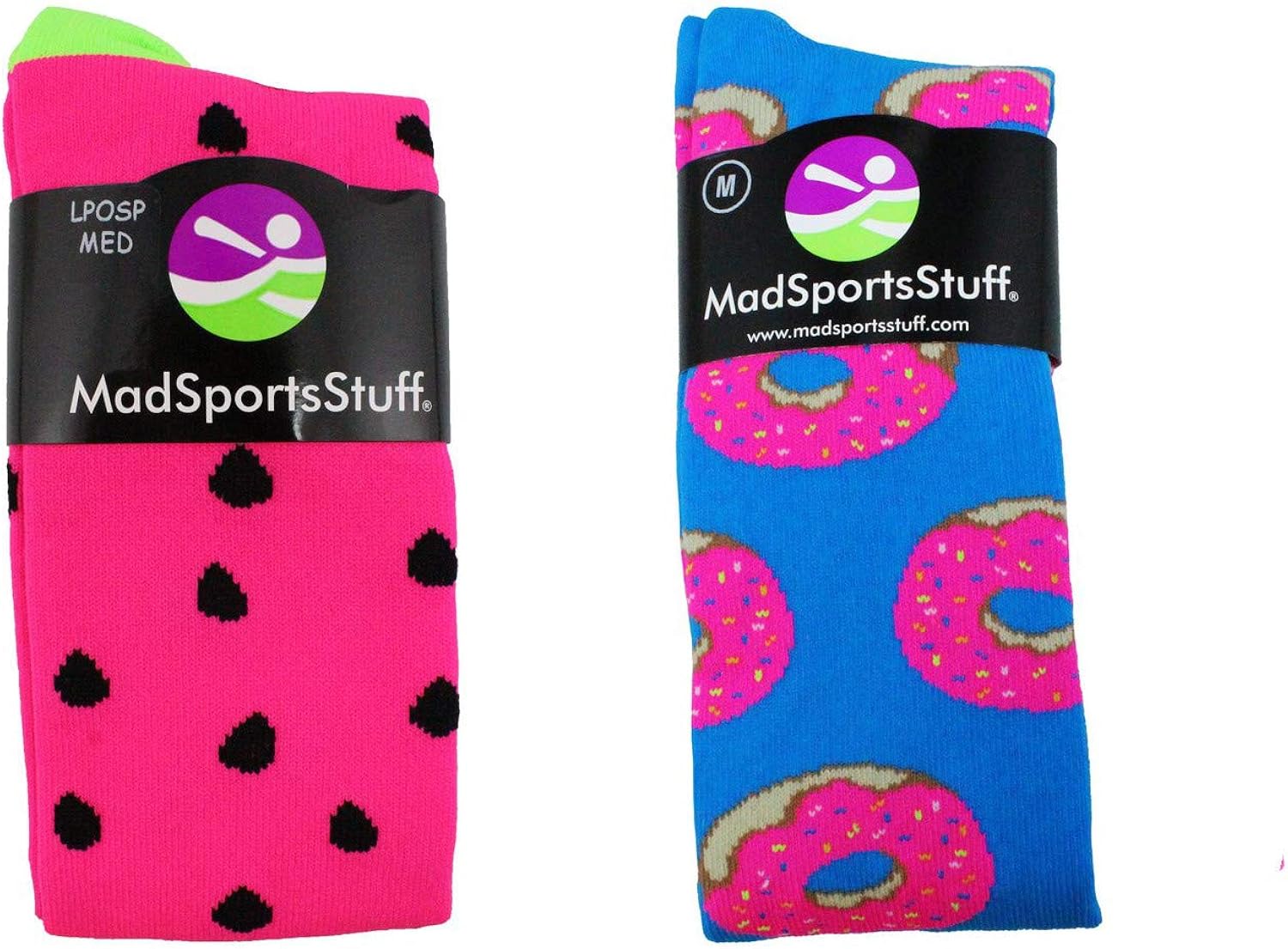MadSportsStuff Neon Watermelon Athletic Over The Calf Socks : Clothing