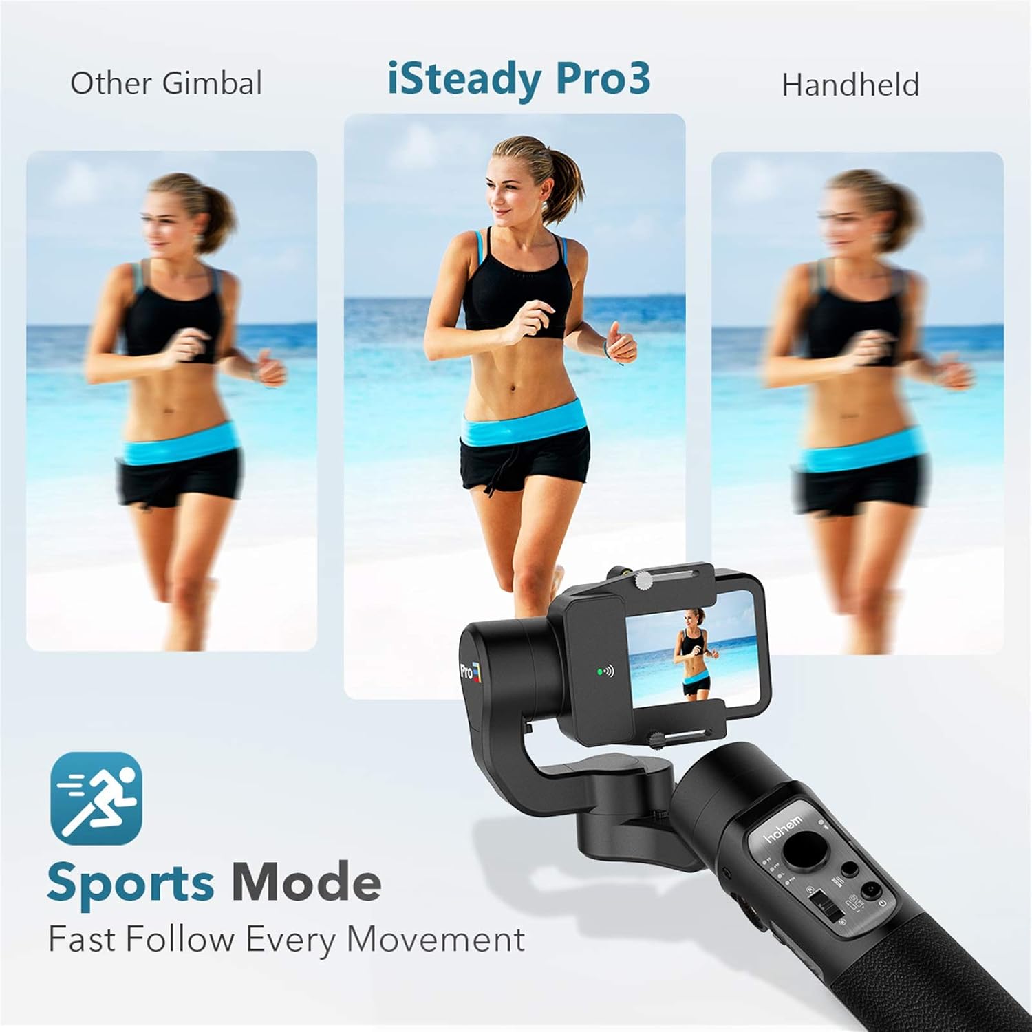 3-Axis Gimbal Stabilizer for GoPro 8 Action Camera Handheld Gimbal Tripod Mount Splash-Proof Wireless Control for Gopro Hero 8, 7, 6, 5, 4, 3, Osmo Action, SJ CAM, YI Cam, Sony RX0 – Hohem iSteady Pro3 : Camera & Photo