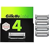 Gillette Labs Mens Razor Blade Refills Compatible with Gillette Labs Razors - 4 Cartridges With Exfoliating Bar