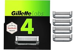 Gillette Labs Mens Razor Blade Refills Compatible with Gillette Labs Razors - 4 Cartridges With Exfoliating Bar