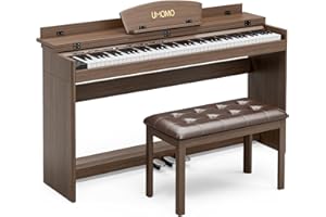 UMOMO U-710 88 Key Digital Piano Keyboard with Piano Bench, Full Size Electric Piano with Piano Stand, Headphone Jack, 3 Pedal, Electronic Piano for Beginner, Adults, Brown
