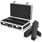 CIIICPSSL Professional Microphone Case, Hard Shell Carrying Case for 2 Wireless Mics, Aluminum Frame with Foam Interior, Black