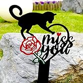 Memorial Grave Markers Metal Pet Memorial Stake Cat Memorial Sign,Miss You Sign Pet Plaque Burial Stake for Cemetery Garden Yard Outdoor Grave Decor
