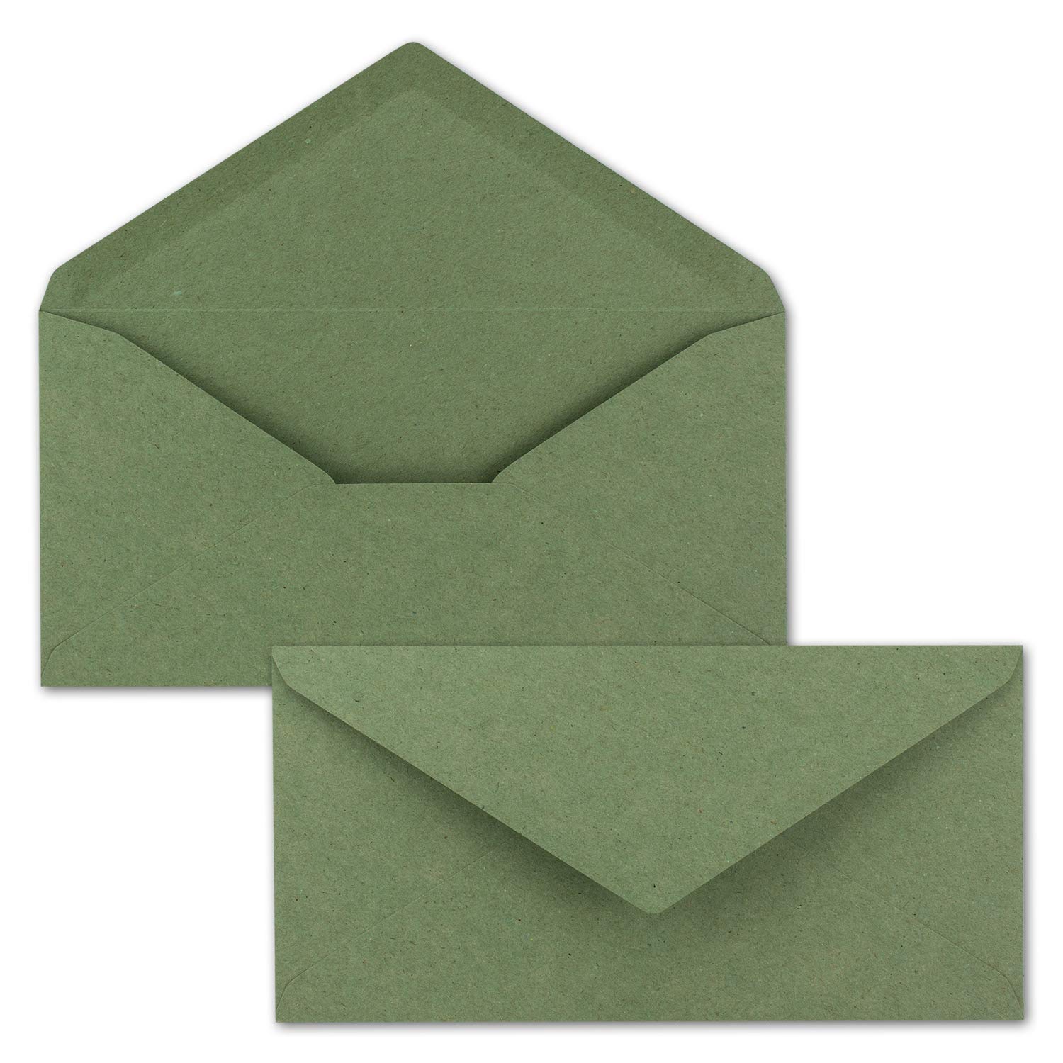 Envelopes DIN long made of kraft paper, with wet adhesive, various designs 75 Umschläge 10 green with pointed flap