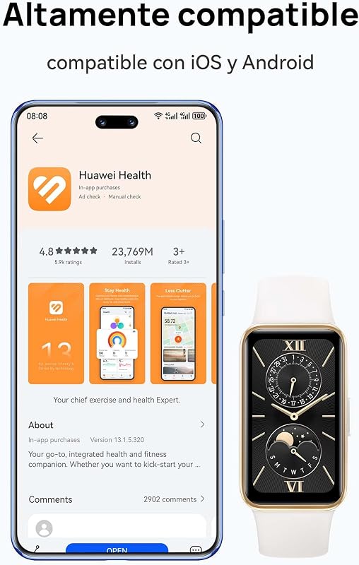 Band 9, 1.47”AMOLED, Larga Duración de 2 Semanas, Rosa