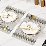WUBAYI Placemats Set of 6 18x12in Heat Resistant Non-Slip Vinyl Beiges view 3