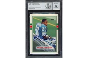 GAMEDAY SPORTS & MEMORABILIA Barry Sanders Autographed 1989 Topps Traded Rookie Card #83T Detroit Lions Auto Grade Gem Mint 10 Beckett BAS Stock #181874