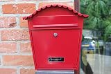 Garden Market Place Galvanised Red Wall Mounted Post Box Letter Box - 370mm view 2