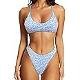 SUUKSESS Women High Waisted Thong Bikini Set Reversible String 2 Piece Swimsuit