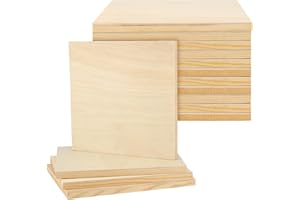 MANCHAP 15 Pack 8 x 8 Inch Wood Canvas Panels, Unfinished Square Canvas Panels Boards, Wooden Panel for Painting, Crafts