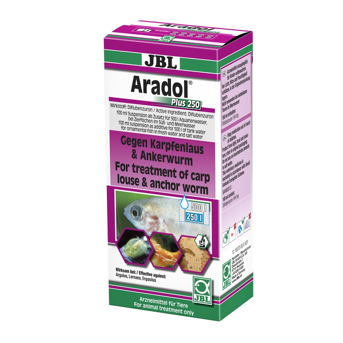 JBL Aradol Plus 250 100 ml, Remedy against carp lice and anchor worms in aquarium fish