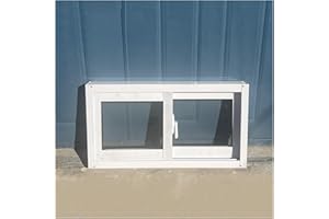 12 24 30 36 48 60 Inch Double Pane Windows White, Large Lockable Shed Transom Sliding Window W/Screws, Household Garage Mobil