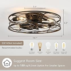 Flush Mount Caged Ceiling Fan: 20" Caged Ceiling