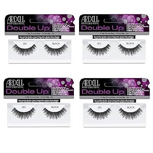 Ardell Double Up 205 False Eyelashes, Black (4-Pack)