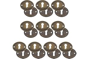 Housoutil 20pcs Oval Vintage Brass Keyhole Cover Plates for Dresser Drawer Cabinet Hardware Furniture Inserts